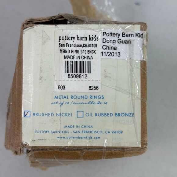 Pottery Barn Set of 8 Round Brushed Nickel Metal Round Ring - Picture 4 of 7